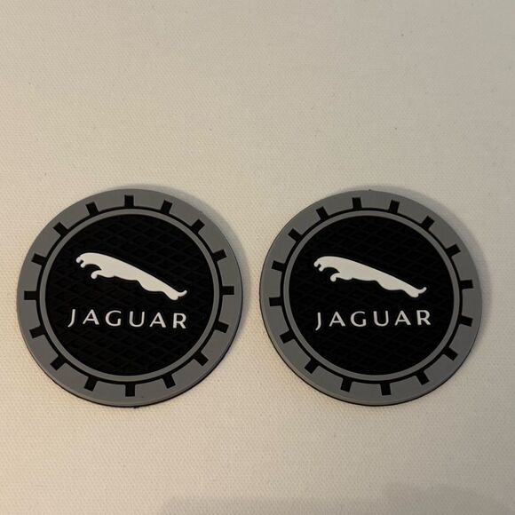 Jaguar Car Cup Coasters in Black Set of 2 NWT - Picture 1 of 4